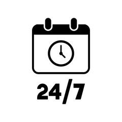 Calendar icon - 24/7 services - Vector web icon