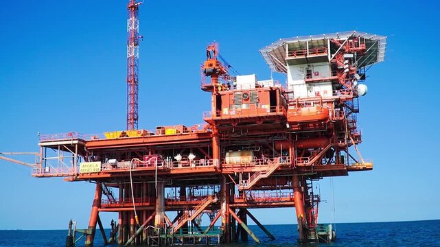 Cesenatico- Italy- 8 september 2025: Offshore drilling platform operated by Pertamina
