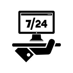 Steady computer services 7/24 - Full time - Vector web icon