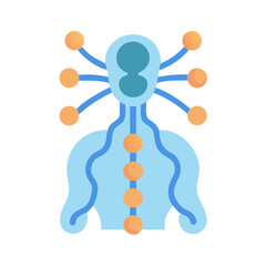 Stylized flat vector illustration of human energy flow with interconnected nodes
