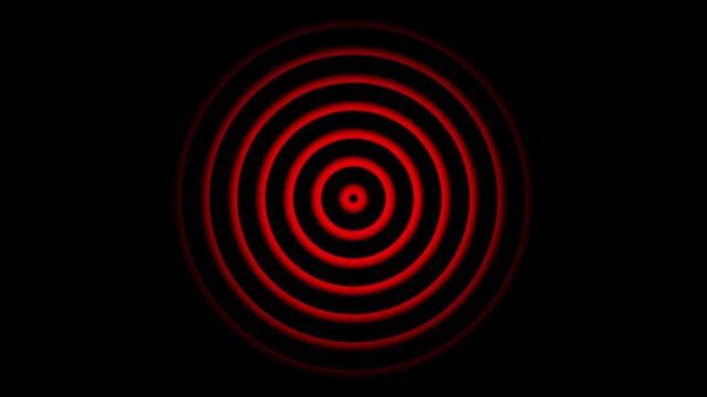 Red spiral radio wave station signal animation on black background. Radio Waves in Circle Form, Radio wave signal and sound wave signal, radar animated. Technology radio waves signal icon animation.  - Powered by Adobe