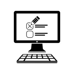 Web test with multiple choice questions - Vector web icon