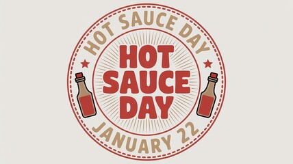 Obraz premium Hot Sauce Day January 22 Circle Stamp Vector Graphic Design with Chili Pepper Bottle Icons for Food, Restaurant, and Spicy Products