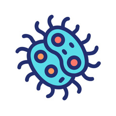 Stylized illustration of interconnected bacteria cells with tentacle like features on a black background