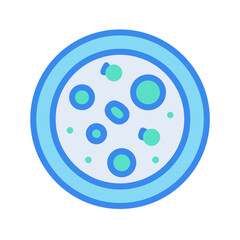 Flat vector petri dish with growing cultures, science laboratory design