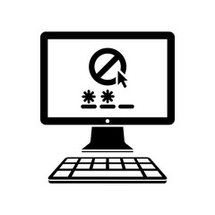Computer access denied - Vector flat icon
