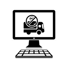 Truck transport with security computer control - Vector flat ico