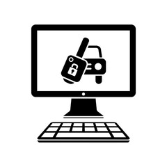 Automotive web button - Vector flat icon