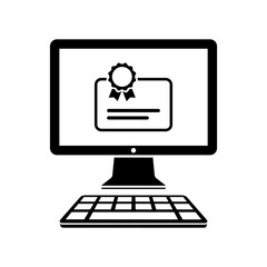 Computer web certificate - Vector flat icon