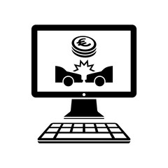 Online insurance car payment - Euro - Vector flat icon