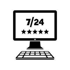 Top rating for web services 7/24 - Vector flat icon