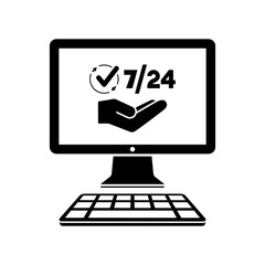 7/24 online services - Vector flat icon