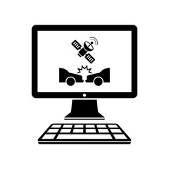 Car crash - Satellitar system for security - Vector flat icon