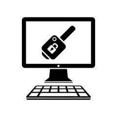 Computer key - Vector flat icon