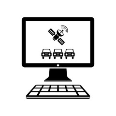 Satellite monitoring of cars - Vector flat icon