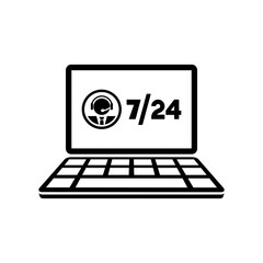 7/24 computer assistance - Vector flat icon