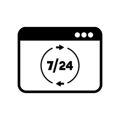 7/24 computer assistance - Vector flat icon