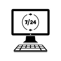 7/24 computer assistance - Vector flat icon