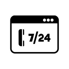 Full time 7/24 call center application - Vector flat icon