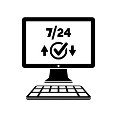 7/24 web data transfer - Vector flat icon
