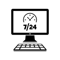 Full time 7/24 web services - Vector flat icon