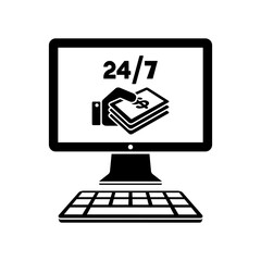 Dollars payment online - Vector flat icon