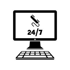 Contact us - full time service - Vector flat icon