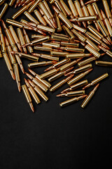 Golden Rifle Ammunition on Black Background