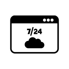 Fototapeta premium Cloud service 7/24 - Vector flat icon