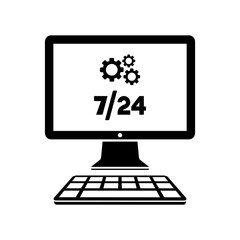 Computer assistance full time - Vector flat icon