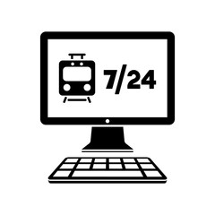 Train travel booking agency website - Vector flat icon