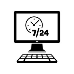 Web services 7/24 fulltime - Vector flat icon