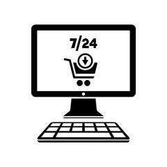 Download shopping 7/24 - Vector flat icon