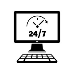 24/7  ful time web services - Vector flat icon