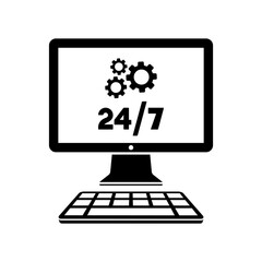 Technical computer support 24/7 - Vector flat icon