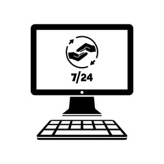 7/24 computer full assistance - Vector flat icon