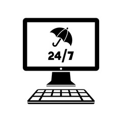 Full computer protection - Vector flat icon