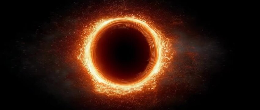 Burning like a hurricane, a ring of fire spiral fire flame  The center is a black hole.