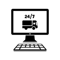 Online delivery services 24/7 - Vector flat icon