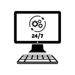 Computer repair assistance 24/7 - Vector flat icon