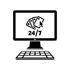Online poker 24/7 - Vector flat icon