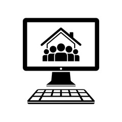 Online housing - Group of people - Vector flat icon