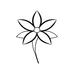 Simple outline drawing of a daisy flower with six petals