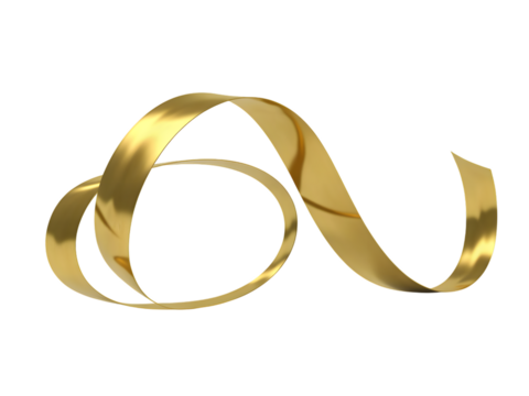 Elegant golden metallic ribbon forming an abstract shape on a sleek black background. Perfect for festive celebrations, Christmas, New Year banners, luxury invitations, or award designs. High-quali