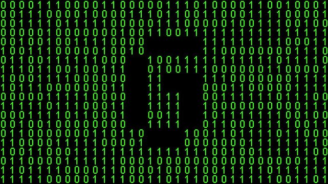 Single alphabet letter on binary code background with matrix effect
