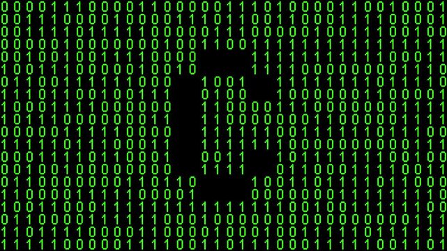 Single alphabet letter on binary code background with matrix effect