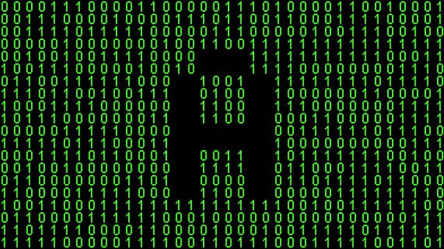 Single alphabet letter on binary code background with matrix effect