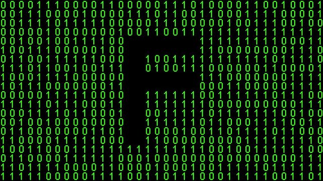 Single alphabet letter on binary code background with matrix effect