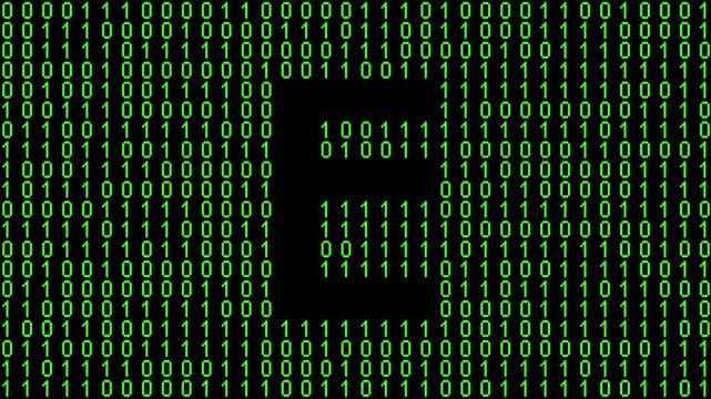 Single alphabet letter on binary code background with matrix effect