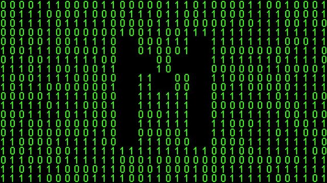 Single alphabet letter on binary code background with matrix effect